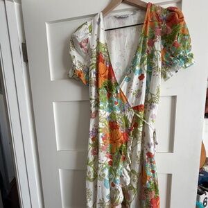 & Other Stories Floral Wrap Midi Dress